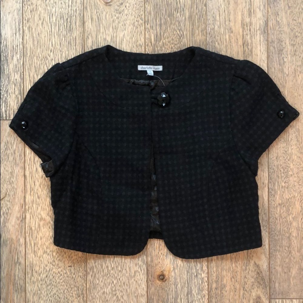 Cropped Jacket with Black & Navy Polka Dots - Brand New, Size M